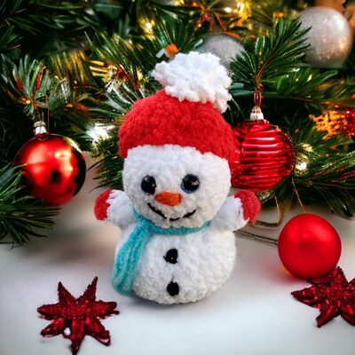 Plush Snowman-Crocheted Snowman Plush-Amigurumi Snowman-Winter Gifts-Toys for kids-Christmas-Handmade Gifts-Unique Gifts-Stuffed Animals - image1